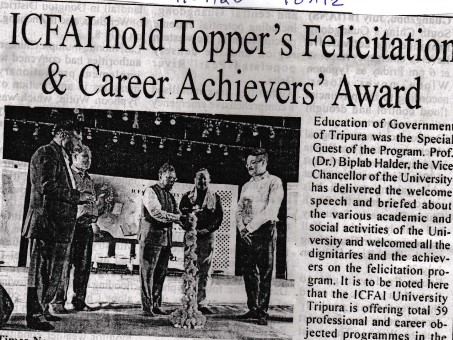 The ICFAI University, Tripura holds Topper's Felicitation and Career Achievers' Award