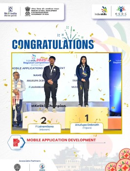 ICFAI University Tripura Student Wins Gold Medal at IndiaSkills Regional Competition 2025–26